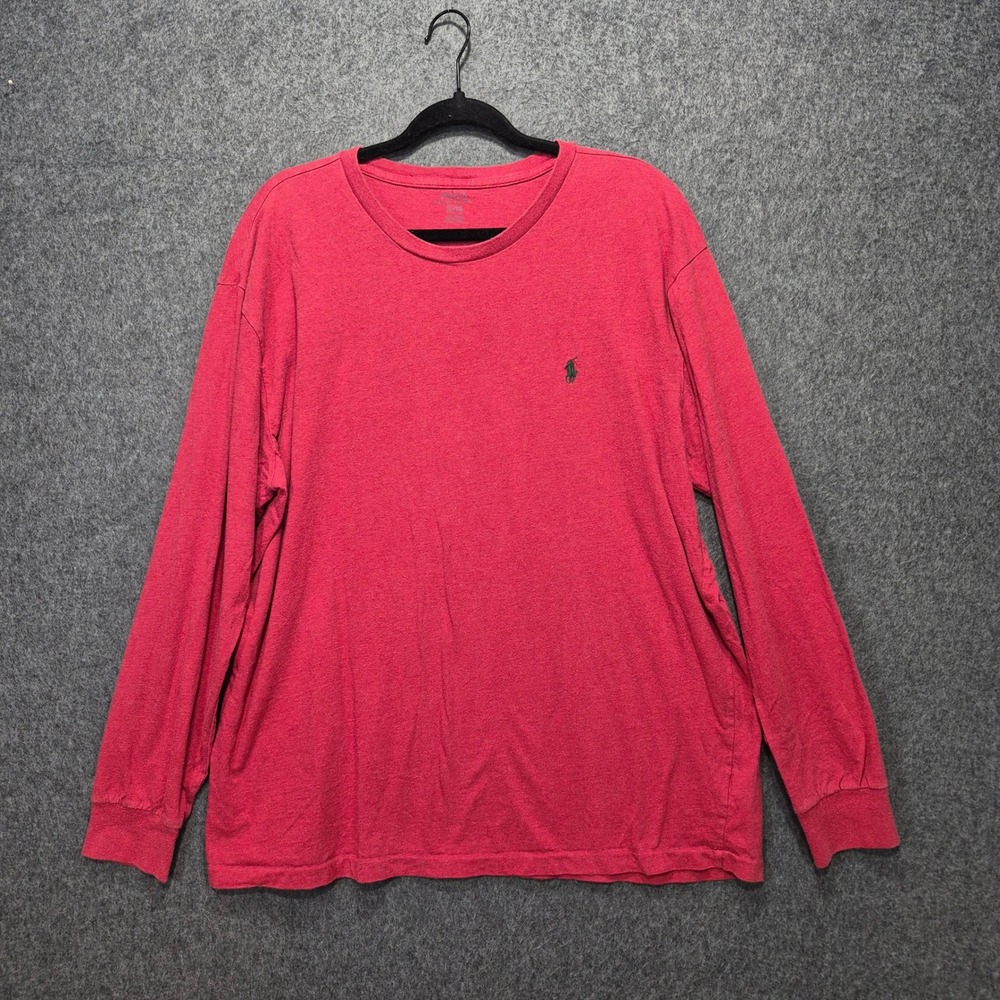 Polo Ralph Lauren Red Heather Long Sleeve Crew Neck Shirt 100% Cotton Preppy